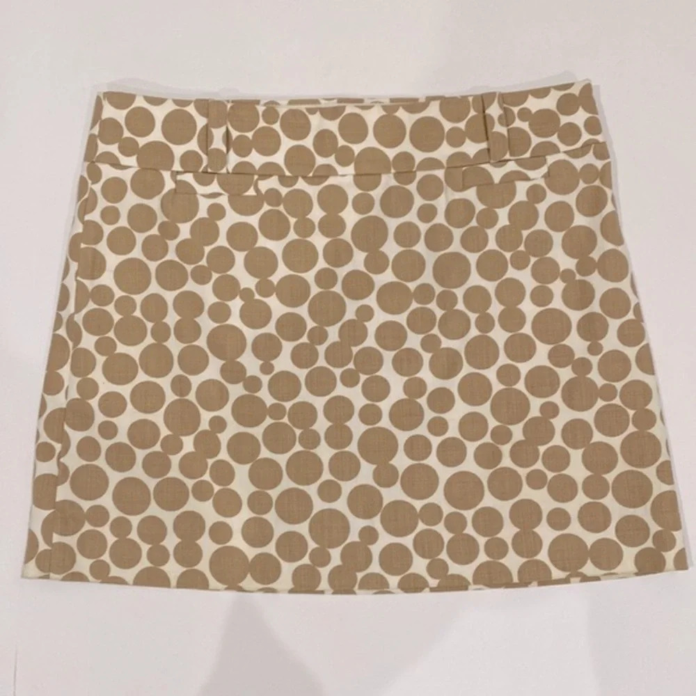 J.Crew Deco-Dots Mini Skirt Cotton Cream Tan Size 8 - Picture 2 of 6